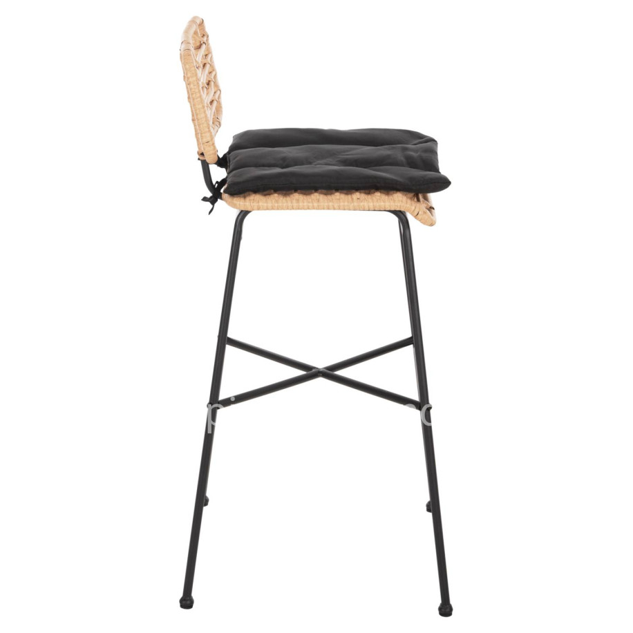 ΣΚΑΜΠΟ ΜΠΑΡ ΨΗΛΟ ALLEGRA HM5708.11 ΜΕΤΑΛΛΟ&ΜΑΞΙΛΑΡΙ ΜΑΥΡΟ-WICKER ΜΠΕΖ 48x49x99,5Υεκ.