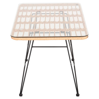 ΤΡΑΠΕΖΙ ΕΞ.ΧΩΡΟΥ ΧΑΜΗΛΟ ALLEGRA HM6076 ΜΑΥΡΟ ΜΕΤΑΛΛΟ-ΜΠΕΖ WICKER 95X55X51.5Yεκ.