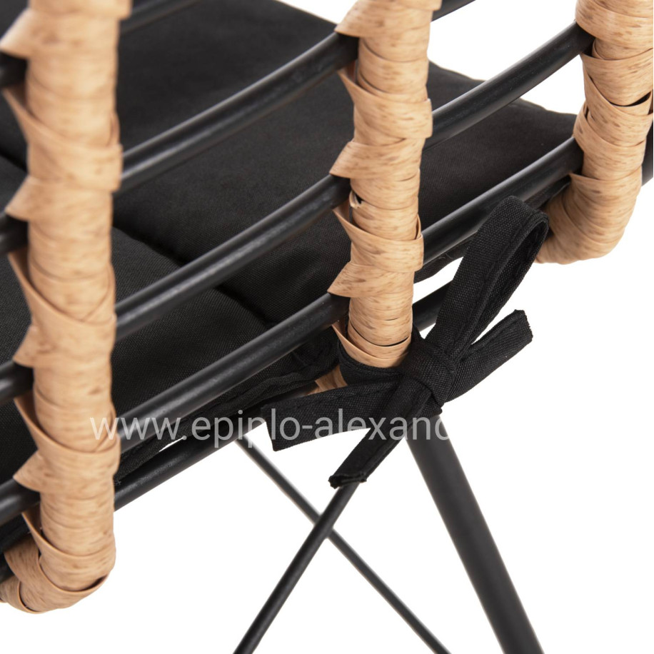ΚΑΡΕΚΛΑ ΜΕΤΑΛΛΙΚΗ ALLEGRA HM5691.11 WICKER ΜΠΕΖ-ΜΑΥΡΟ 51x54x84Υεκ.