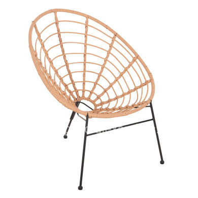 ARMCHAIR NEST-TYPE ALLEGRA HM5458.11 BLACK METAL-WICKER IN BEIGE 73x78x88H cm.