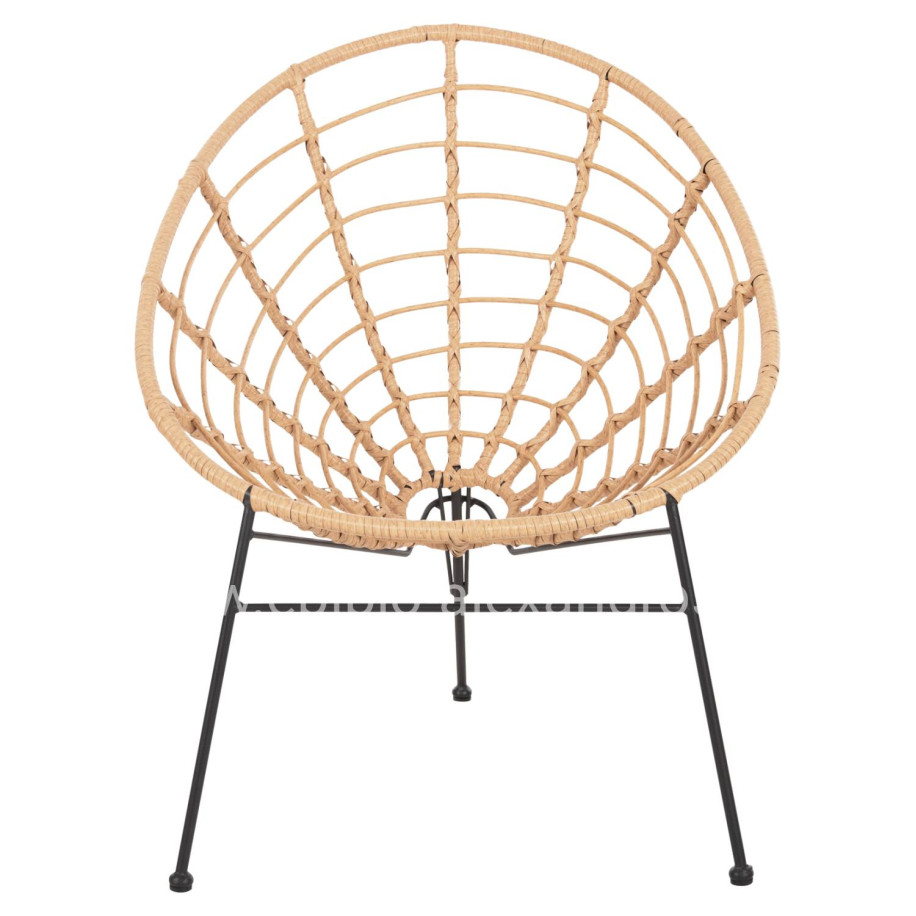 ARMCHAIR NEST-TYPE ALLEGRA HM5458.11 BLACK METAL-WICKER IN BEIGE 73x78x88H cm.