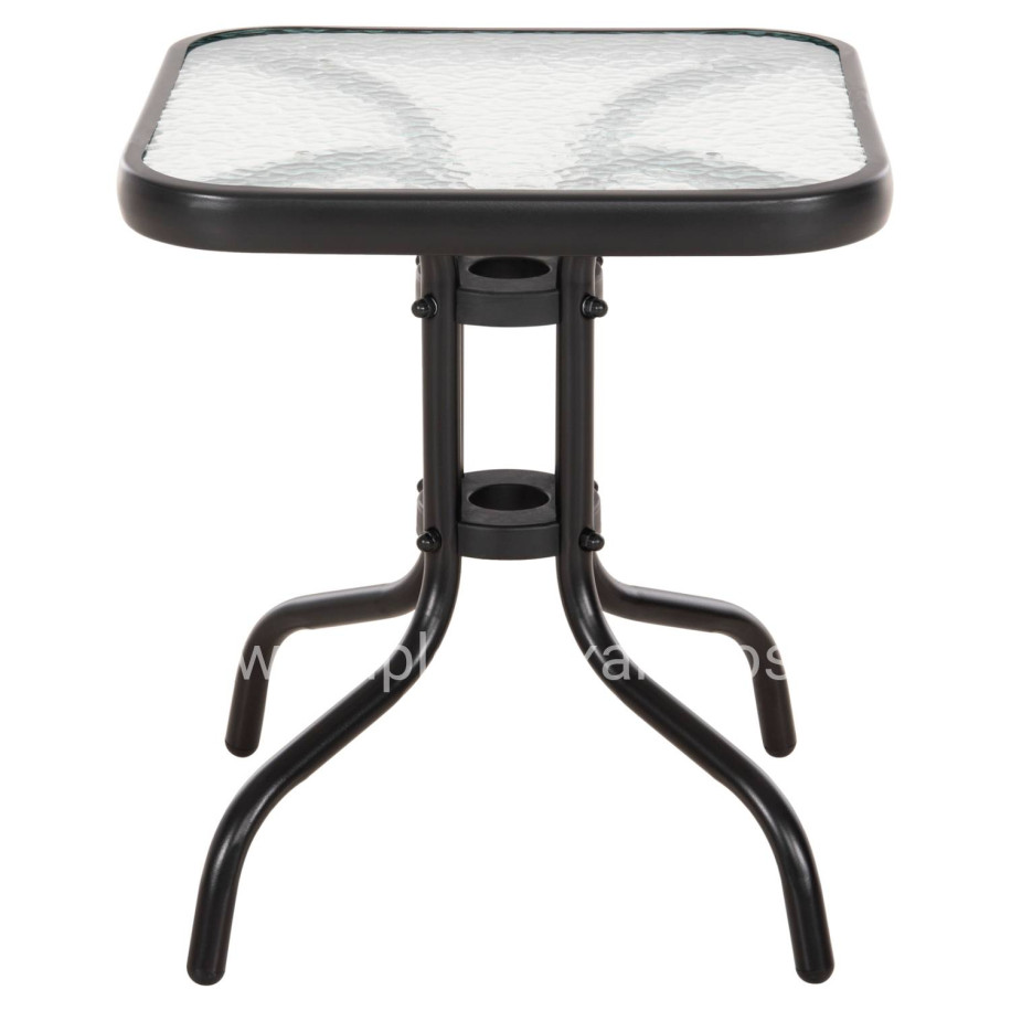 ΤΡΑΠΕΖΙ ΒΟΗΘΗΤΙΚΟ FIGO HM6067.03 ΜΕΤΑΛΛΙΚΟ ΜΑΥΡΟ-ΓΥΑΛΙΝΗ ΕΠΙΦΑΝΕΙΑ 45x45x51Yεκ