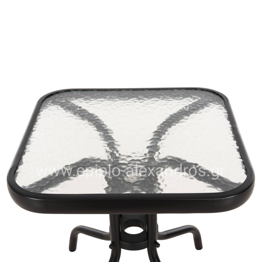 ΤΡΑΠΕΖΙ ΒΟΗΘΗΤΙΚΟ FIGO HM6067.03 ΜΕΤΑΛΛΙΚΟ ΜΑΥΡΟ-ΓΥΑΛΙΝΗ ΕΠΙΦΑΝΕΙΑ 45x45x51Yεκ