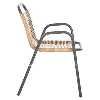 OUTDOOR ARMCHAIR AVRIL HM5968.02 METAL IN GREY-SYNTHETIC RATTAN IN NATURAL 54.5x56x78H