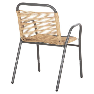 OUTDOOR ARMCHAIR AVRIL HM5968.02 METAL IN GREY-SYNTHETIC RATTAN IN NATURAL 54.5x56x78H