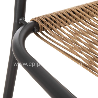 OUTDOOR ARMCHAIR AVRIL HM5968.02 METAL IN GREY-SYNTHETIC RATTAN IN NATURAL 54.5x56x78H