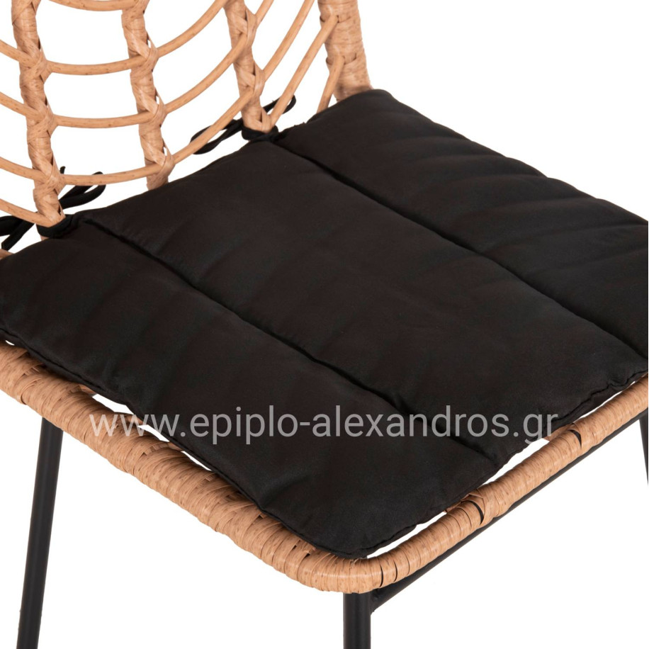 ΣΚΑΜΠΟ ΜΕΣ.ΥΨΟΥΣ GERALD HM5707.11 ΜΕΤΑΛΛΟ&ΜΑΞΙΛΑΡΙ ΜΑΥΡΟ-WICKER ΜΠΕΖ 47x47x101Υεκ.