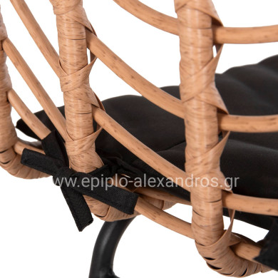 ΣΚΑΜΠΟ ΜΕΣ.ΥΨΟΥΣ GERALD HM5707.11 ΜΕΤΑΛΛΟ&ΜΑΞΙΛΑΡΙ ΜΑΥΡΟ-WICKER ΜΠΕΖ 47x47x101Υεκ.