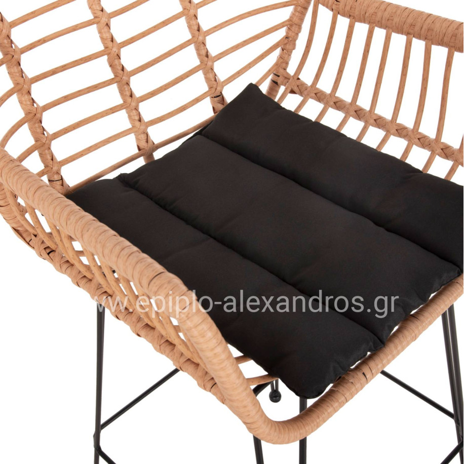 ΣΚΑΜΠΟ ΜΠΑΡ ΨΗΛΟ ALLEGRA HM5640.11 ΜΠΕΖ P.E. RATTAN-ΜΑΥΡΟ ΜΕΤΑΛΛΟ 54x55x108Υεκ.