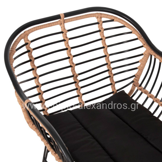 ΠΟΛΥΘΡΟΝΑ ALLEGRA HM5663.11 ΜΕΤΑΛ.ΣΚΕΛΕΤΟΣ-P.E.RATTAN ΜΠΕΖ-ΜΑΥΡΟ 58x59x81Υεκ