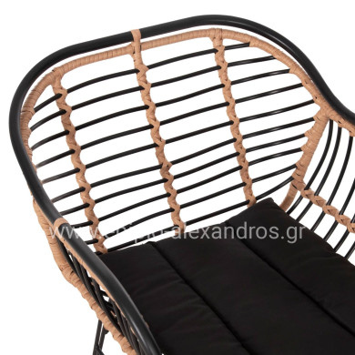 ΠΟΛΥΘΡΟΝΑ ALLEGRA HM5663.11 ΜΕΤΑΛ.ΣΚΕΛΕΤΟΣ-P.E.RATTAN ΜΠΕΖ-ΜΑΥΡΟ 58x59x81Υεκ