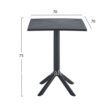 ΤΡΑΠΕΖΙ ΠΟΛΥΠΡΟΠΥΛΕΝΙΟΥ ΤΕΤΡΑΓΩΝΟ TERRIN HM6125.12 ΜΑΥΡΟ 60,5x60,5x76,5Υεκ.