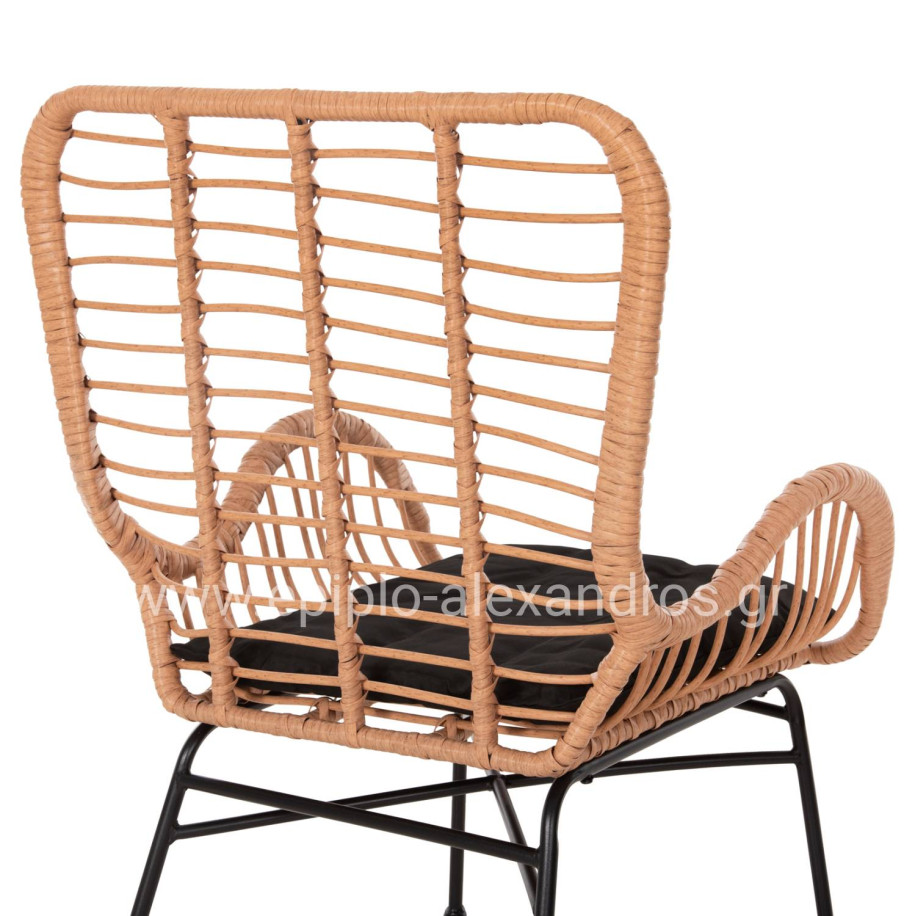 ΠΟΛΥΘΡΟΝΑ ΣΤΥΛ ΜΠΕΡΖΕΡΑΣ ALLEGRA HM5704.11 P.E.RATTAN ΜΠΕΖ-ΜΑΥΡΟ ΜΕΤΑΛΛΟ 66x59x90Υεκ.