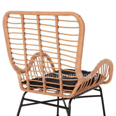 ΠΟΛΥΘΡΟΝΑ ΣΤΥΛ ΜΠΕΡΖΕΡΑΣ ALLEGRA HM5704.11 P.E.RATTAN ΜΠΕΖ-ΜΑΥΡΟ ΜΕΤΑΛΛΟ 66x59x90Υεκ.