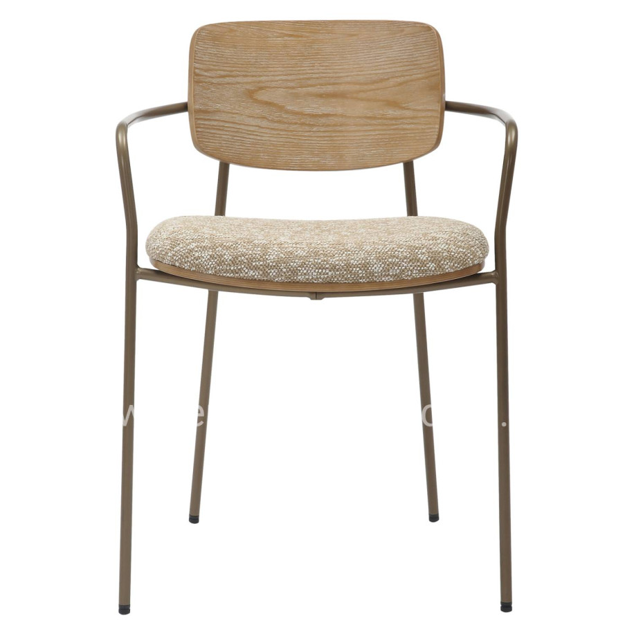 ΚΑΡΕΚΛΑ ΤΡΑΠΕΖΑΡΙΑΣ VIKKI HM9980.01 ΜΕΤΑΛΛΟ-ΞΥΛΟ-ΜΠΕΖ ΥΦΑΣΜΑ 54x54x75,5Υεκ.