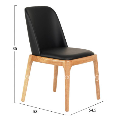 KΑΡΕΚΛΑ ΤΡΑΠΕΖΑΡΙΑΣ FURLAN HM9944.01 RUBBERWOOD-ΜΑΥΡΟ PU 54,5x58x86Υεκ