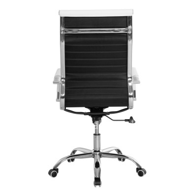 MANAGER'S OFFICE CHAIR BOSS HM1059.32 WHITE PU-CHROMED METAL FRAME AND BASE 53x57x109Hcm.