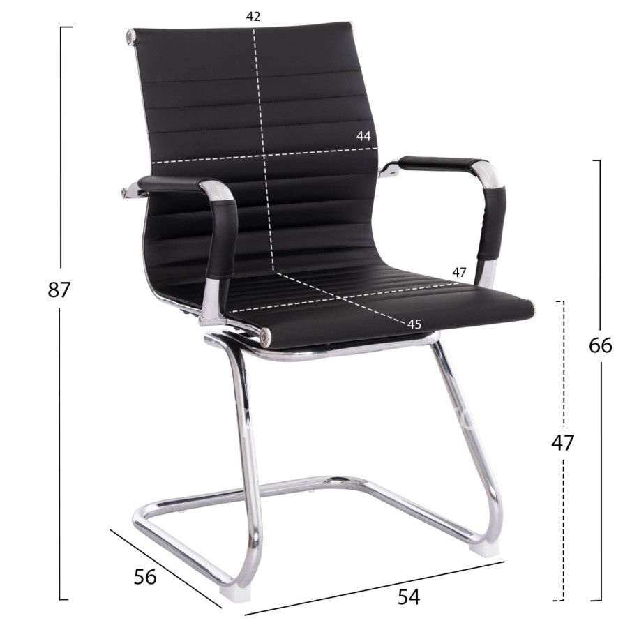 CONFERENCE CHAIR BOSS HM1023.31 WITH ARMS-BLACK PU-CHROMED METAL LEGS 54x55x88Hcm.