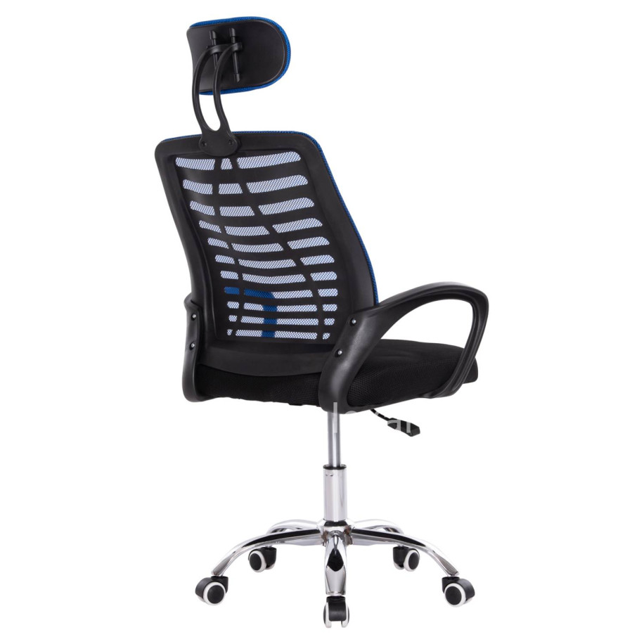 OFFICE CHAIR TRAIL2 HM1193.36 BLUE & BLACK MESH FABRIC-CHROME BASE 61x61x116Hcm.
