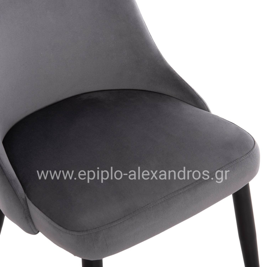 ΚΑΡΕΚΛΑ SERENITY HM8527.11 ΒΕΛΟΥΔΟ ΓΚΡΙ ΜΕ ΜΑΥΡΑ ΜΕΤΑΛΛΙΚΑ ΠΟΔΙΑ 51x54x83,5Υεκ.