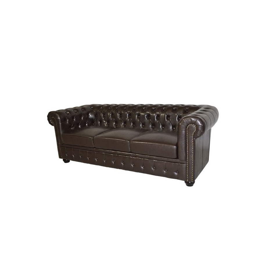 ΚΑΝΑΠΕΣ 3ΘΕΣΙΟΣ T.CHESTERFIELD HM3009.01 ΤΕΧΝΟΔΕΡΜΑ ΣΚΟΥΡΟ ΚΑΦΕ 208x90x73Υ εκ.