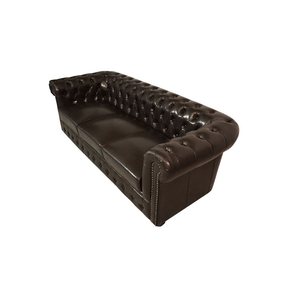 ΚΑΝΑΠΕΣ 3ΘΕΣΙΟΣ T.CHESTERFIELD HM3009.01 ΤΕΧΝΟΔΕΡΜΑ ΣΚΟΥΡΟ ΚΑΦΕ 208x90x73Υ εκ.