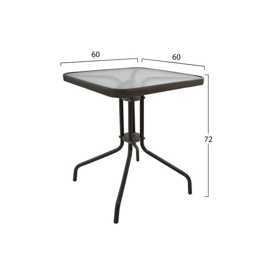 ΤΡΑΠΕΖΙ FIGO 60Χ60Χ72Υεκ. ΜΕΤΑΛΛΙΚΟ ΚΑΦΕ ΜΕ ΓΥΑΛΙΝΗ ΕΠΙΦΑΝΕΙΑ HM5035.02