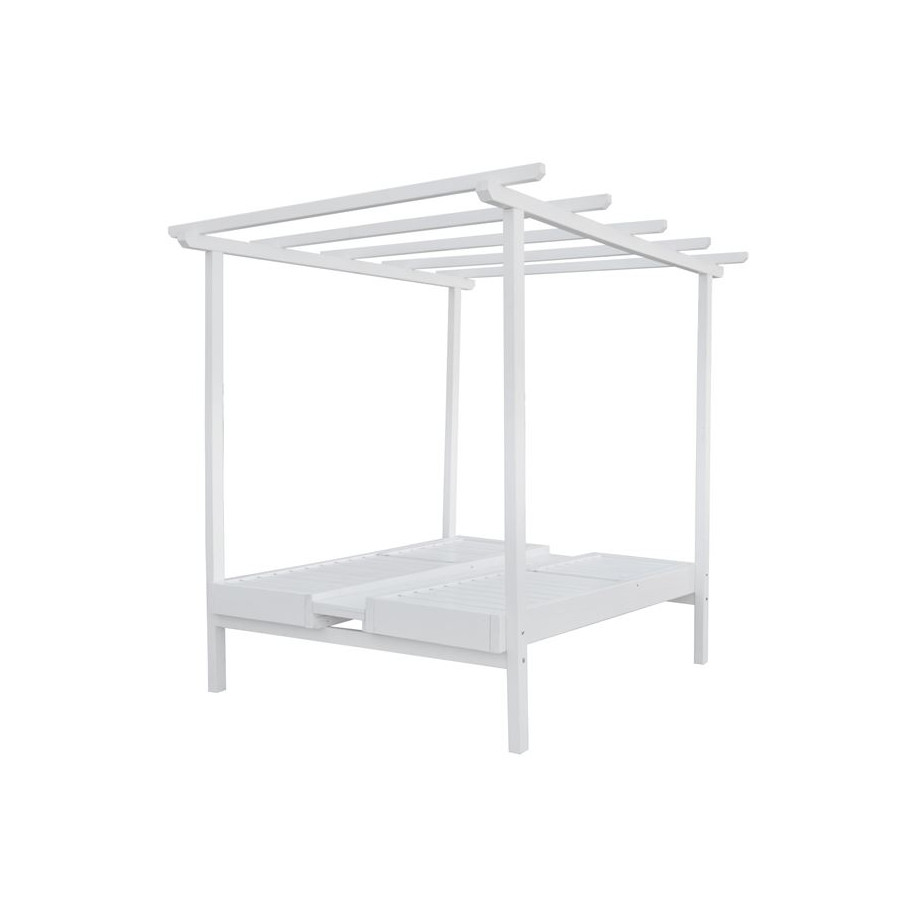 ΞΑΠΛΩΣΤΡΑ ΞΥΛΙΝΗ ΔΙΠΛΗ ΜΥΚΟΝΟΣ ΛΕΥΚΗ ΜΕ ΟΥΡΑΝΟ 205x167x212 cm HM5428