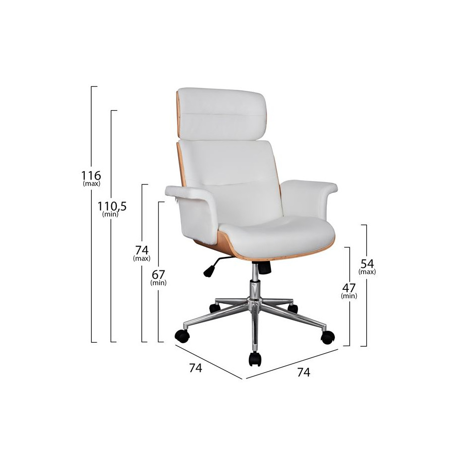 ΚΑΡΕΚΛΑ ΓΡΑΦΕΙΟΥ ΔΙΕΥΘΥΝΤΙΚΗ SUPERIOR PRO HM1108.02 SONAMA-ΛΕΥΚΟ PU 74x74x116Yεκ.