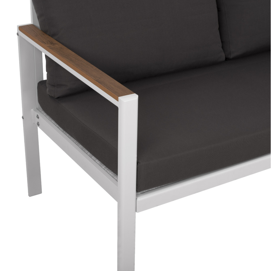 ΚΑΝΑΠΕΣ 2-ΘΕΣΙΟΣ SAFIYA HM5523.01 ΑΛΟΥΜΙΝΙΟ ΛΕΥΚΟ-ΑΝΘΡΑΚΙ ΜΑΞΙΛΑΡΙΑ 144x70x85Υεκ