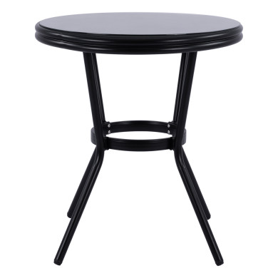 ΤΡΑΠΕΖΙ ΑΛΟΥΜΙΝΙΟΥ MOSES Φ70 BAMBOO LOOK HM5532.02 ΜΑΥΡΟ ΜΕ ΓΥΑΛΙ Φ70X76 εκ