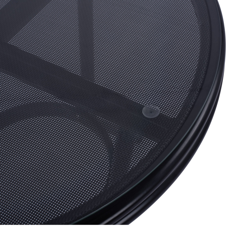 ΤΡΑΠΕΖΙ ΑΛΟΥΜΙΝΙΟΥ MOSES Φ70 BAMBOO LOOK HM5532.02 ΜΑΥΡΟ ΜΕ ΓΥΑΛΙ Φ70X76 εκ