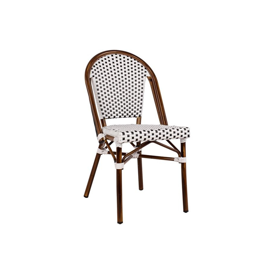 ΚΑΡΕΚΛΑ BISTRO ΑΛΟΥΜΙΝΙΟΥ BAMBOO LOOK ΜΕ ΛΕΥΚΟ-ΜΑΥΡΟ RATTAN HM5566.01 45x54x90Υεκ.