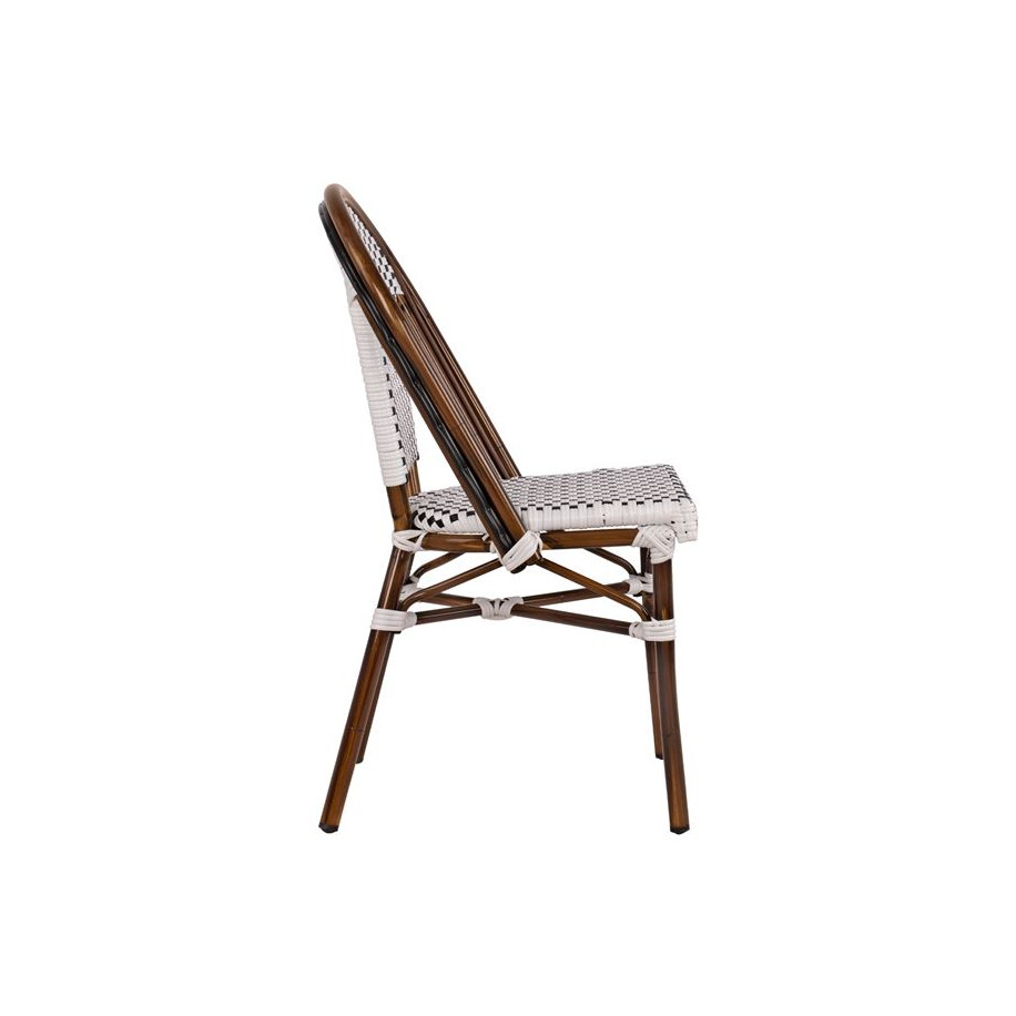 ΚΑΡΕΚΛΑ BISTRO ΑΛΟΥΜΙΝΙΟΥ BAMBOO LOOK ΜΕ ΛΕΥΚΟ-ΜΑΥΡΟ RATTAN HM5566.01 45x54x90Υεκ.