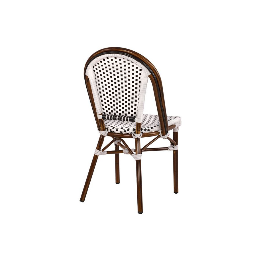 ΚΑΡΕΚΛΑ BISTRO ΑΛΟΥΜΙΝΙΟΥ BAMBOO LOOK ΜΕ ΛΕΥΚΟ-ΜΑΥΡΟ RATTAN HM5566.01 45x54x90Υεκ.