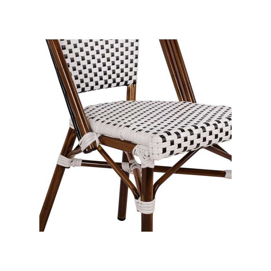 ΚΑΡΕΚΛΑ BISTRO ΑΛΟΥΜΙΝΙΟΥ BAMBOO LOOK ΜΕ ΛΕΥΚΟ-ΜΑΥΡΟ RATTAN HM5566.01 45x54x90Υεκ.