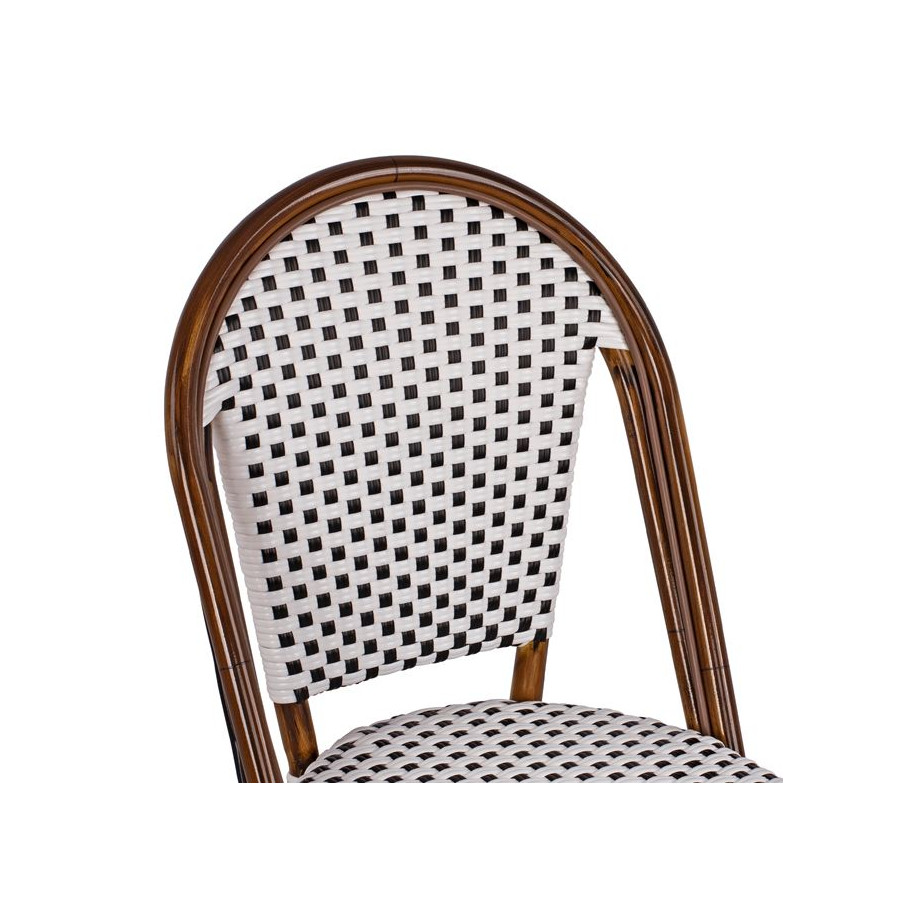 ΚΑΡΕΚΛΑ BISTRO ΑΛΟΥΜΙΝΙΟΥ BAMBOO LOOK ΜΕ ΛΕΥΚΟ-ΜΑΥΡΟ RATTAN HM5566.01 45x54x90Υεκ.