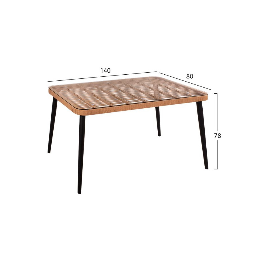 ΣΕΤ 5ΤΜΧ ALLEGRA WICKER ΜΕ ΤΡΑΠΕΖΙ 140X80Χ78Υ ΜΠΕΖ & ΜΑΥΡΟ ΧΡΩΜΑ HM10488