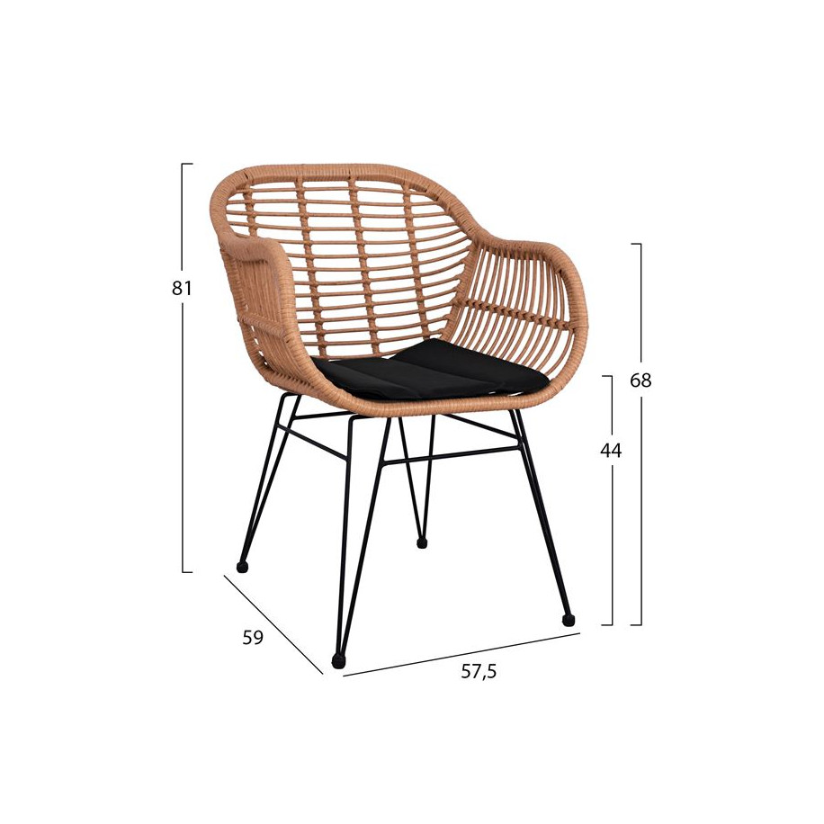 ΣΕΤ 5ΤΜΧ ALLEGRA WICKER ΜΕ ΤΡΑΠΕΖΙ 140X80Χ78Υ ΜΠΕΖ & ΜΑΥΡΟ ΧΡΩΜΑ HM10490