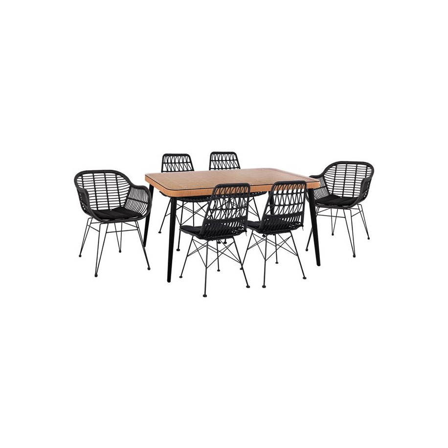 ΣΕΤ 7ΤΜΧ ALLEGRA WICKER ΜΕ ΤΡΑΠΕΖΙ 160X90X78Υ ΜΠΕΖ & ΜΑΥΡΟ ΧΡΩΜΑ HM10516