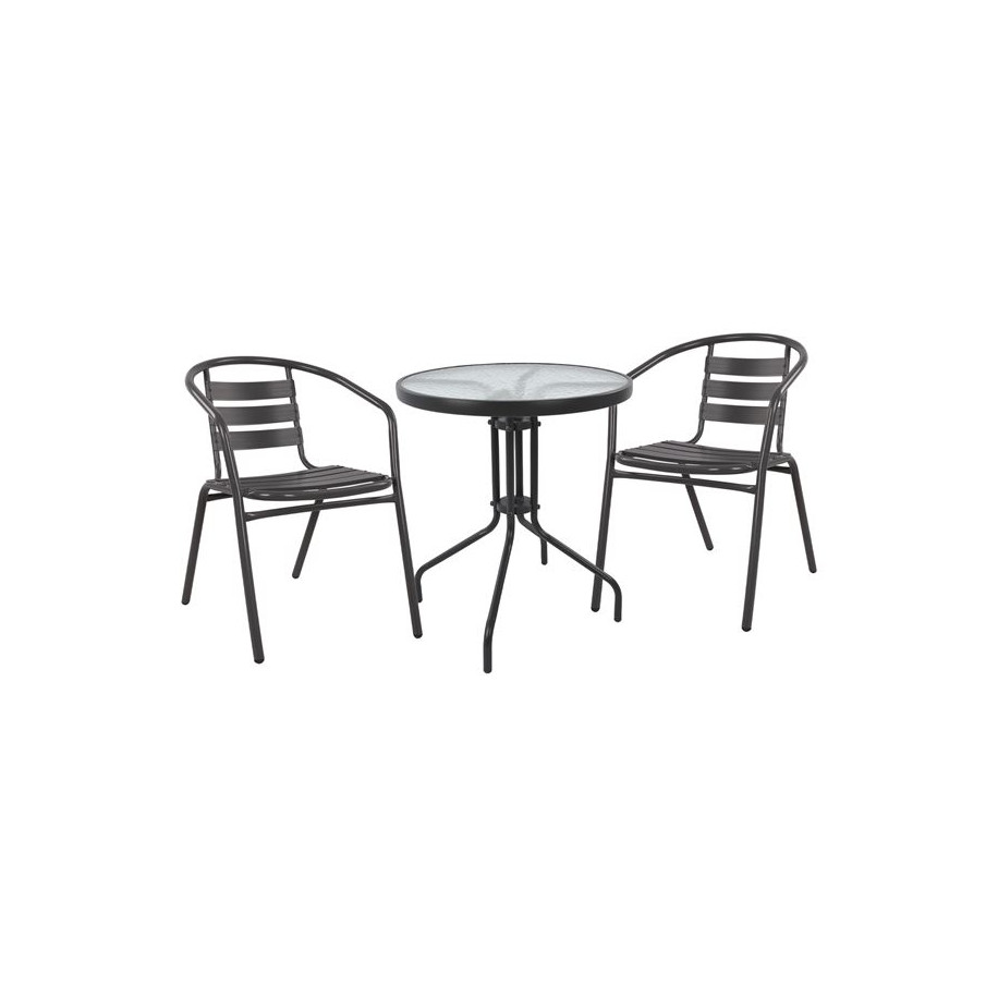 ΣΕΤ 3ΤΜΧ ΜΕ ΤΡΑΠΕΖΙ LIMA Φ60Χ70Υ & ΠΟΛΥΘΡΟΝΕΣ LAURA ΓΚΡΙ ΧΡΩΜΑ HM10467