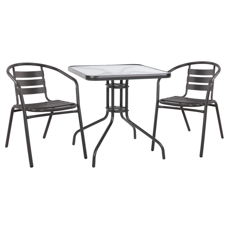 ΣΕΤ 3ΤΜΧ ΜΕ ΤΡΑΠΕΖΙ FIGO 70Χ70Χ72Υ & ΠΟΛΥΘΡΟΝΕΣ LAURA ΓΚΡΙ ΧΡΩΜΑ HM10469