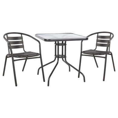 ΣΕΤ 3ΤΜΧ ΜΕ ΤΡΑΠΕΖΙ FIGO 70Χ70Χ72Υ & ΠΟΛΥΘΡΟΝΕΣ LAURA ΓΚΡΙ ΧΡΩΜΑ HM10469