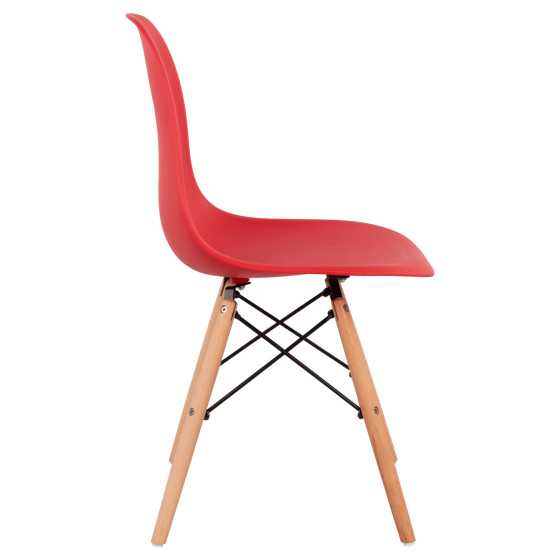 Chair with wooden legs and seat Twist PP Red HM8460.04 46x50x82 cm