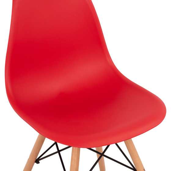 Chair with wooden legs and seat Twist PP Red HM8460.04 46x50x82 cm