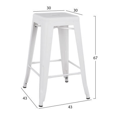 ΣΚΑΜΠΟ ΜΕΣΑΙΟΥ ΥΨΟΥΣ ΜΕΤΑΛΛΙΚΟ HM8573.21 MELITA ΣΕ ΛΕΥΚΟ ΜΑΤ 43x43x67Yεκ.