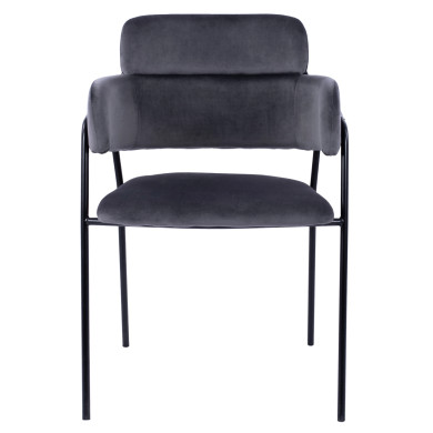 ΠΟΛΥΘΡΟΝΑΚΙ KELSO HM8521.01 ΒΕΛΟΥΔΟ ΣΚΟΥΡΟ ΓΚΡΙ & ΜΑΥΡΟ ΜΕΤΑΛΛΙΚΟ ΣΚΕΛΕΤΟ 52,5x52x80 cm