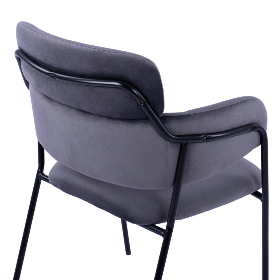 ΠΟΛΥΘΡΟΝΑΚΙ KELSO HM8521.01 ΒΕΛΟΥΔΟ ΣΚΟΥΡΟ ΓΚΡΙ & ΜΑΥΡΟ ΜΕΤΑΛΛΙΚΟ ΣΚΕΛΕΤΟ 52,5x52x80 cm