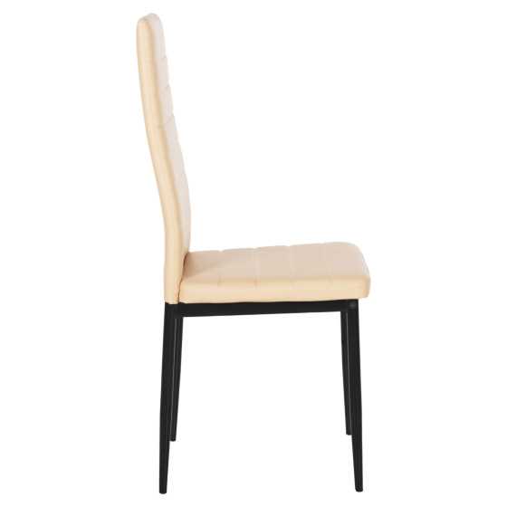 DINING CHAIR LADY HM0037.25 CREAM WHITE PU-BLACK METAL FRAME K/D 42x44x95Hcm