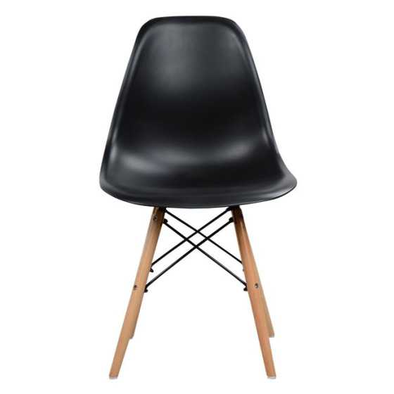 Chair with wooden legs and seat Twist PP black HM8460.02 46x50x82 cm